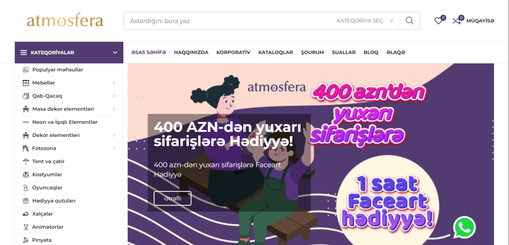 Atmosfera.az - Saytın hazırlanması, Məzmunların hazırlanması, SEO xidməti, Konversiya optimallaşdırılması
