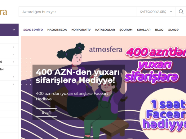 Atmosfera.az - Saytın hazırlanması, Məzmunların hazırlanması, SEO xidməti, Konversiya optimallaşdırılması