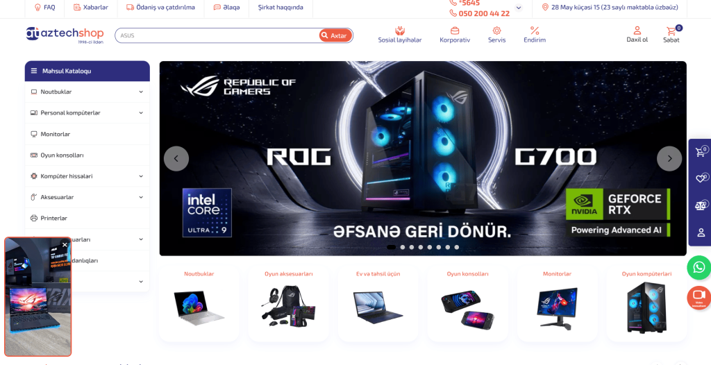 Aztechshop.az - Saytın hazırlanmasında iştirak, Məzmunların hazırlanması, SEO xidməti, Google Ads, SMM dəstəyi