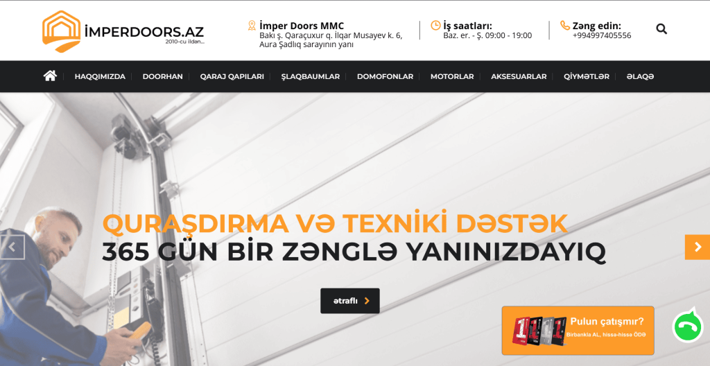 Imperdoors.az - Saytın hazırlanması, Məzmunların hazırlanması, SEO xidməti, Google Ads