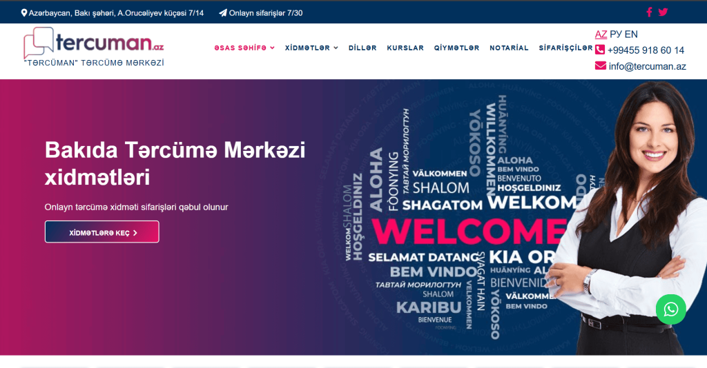 Tercuman.az - Saytın hazırlanması, Məzmunların hazırlanması, Sayt tərcüməsi, SEO xidməti, Google Ads