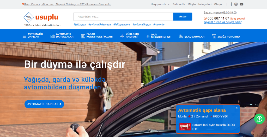 Usuplu.az - Saytın hazırlanması, Məzmunların hazırlanması və əlavə olunması, SEO xidməti, Google Ads, SMM xidməti